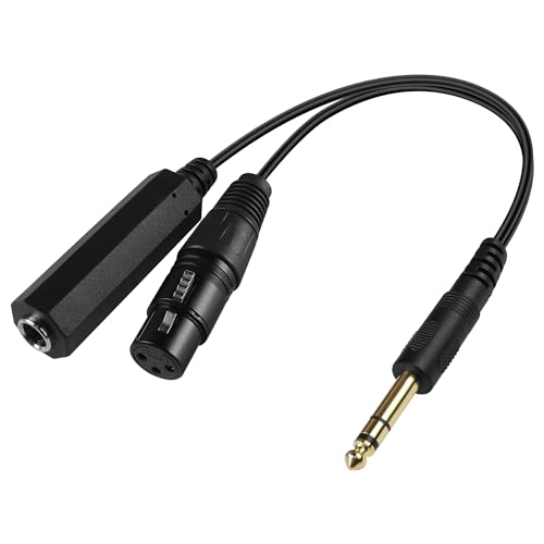 GELRHONR 6,35mm 1/4 Zoll TRS Splitter Kabel, Stereo 6,35mm 1/4 Stecker auf 3Pin XLR Balanced Mic Kabel Adapter für Lautsprecher Kondensator Mic Gitarre Mixer AMP-15cm (XLR Female) von GELRHONR