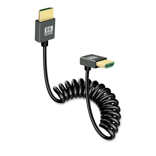 GELRHONR 8K HDMI Spiral kabel, Ultra Thin HDTV HDMI zu HDMI Spiralkabel, HDMI 2.1 Kabel High Speed mit 48 Gbit/s 8K @ 60Hz 4K @ 240Hz für TV, Monitor, Computer, Xbox, Laptop (Up Angle) von GELRHONR