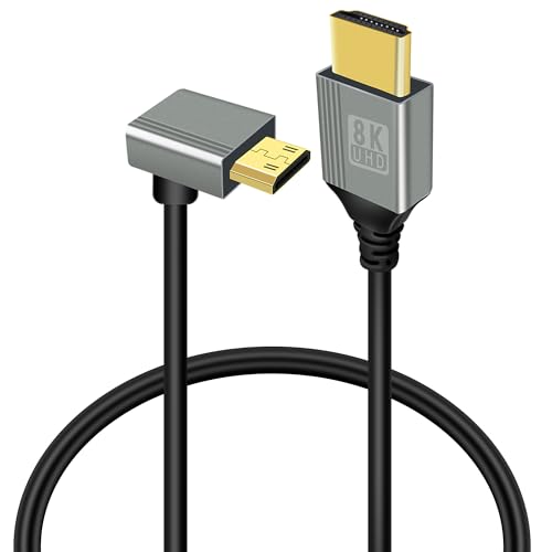 GELRHONR 8K Mini HDMI zu HDMI Kabel, 90 Grad Mini HDMI Stecker zu HDMI Stecker 48Gbps High Speed Unterstützung 8K@60Hz Video für Kamera, DSLR Camera Camcorder,HDTV Laptop (Down Angle Mini HDMI 0.5M) GELRHONR 8K Mini HDMI zu HDMI Kabel, 90 Grad Mini HDMI Stecker zu HDMI Stecker 48Gbps High Speed Unterstützung 8K@60Hz Video für Kamera, DSLR Camera Camcorder,HDTV Laptop (Down Angle Mini HDMI 0.5M) von GELRHONR