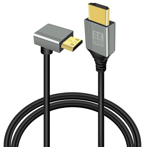 GELRHONR 8K Mini HDMI zu HDMI Kabel 2.1, 90 Grad Mini HDMI Stecker zu HDMI Stecker 48Gbps High Speed Unterstützung 8K@60Hz Video für Kamera, DSLR Camera Camcorder,HDTV Laptop (Down Angle Mini HDMI 1M) GELRHONR 8K Mini HDMI zu HDMI Kabel 2.1, 90 Grad Mini HDMI Stecker zu HDMI Stecker 48Gbps High Speed Unterstützung 8K@60Hz Video für Kamera, DSLR Camera Camcorder,HDTV Laptop (Down Angle Mini HDMI 1M) von GELRHONR