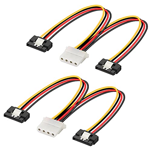 GELRHONR 8in Molex auf Dual Latching SATA Power Y Cable Splitter, 4-Pin IDE Buchse auf 15Pin Buchse Adapter für HHD/SSD/DVD RW/Festplatte-2PCS von GELRHONR