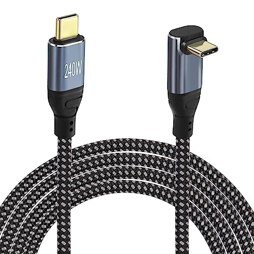 GELRHONR 90 Grad USB C Kabel 240W, rechtwinkliges Typ C Ladekabel PD3,1 240W (48V5A) Schnellladung, Nylon geflochten, für S21 S20 S10 S9 S8 A21s A51 A71, USB-C Geräte (90Degree USB C 1M) von GELRHONR
