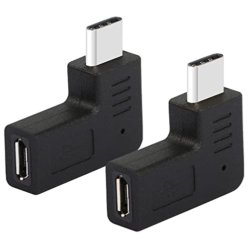 GELRHONR 90-Grad-USB-C-auf-Micro-USB-Adapter, rechtwinkliger USB Typ C (männlich) auf Micro-5-poliger USB (Buchse), Lade- und Datenübertragungsanschluss-Adapter, 2 Stück von GELRHONR
