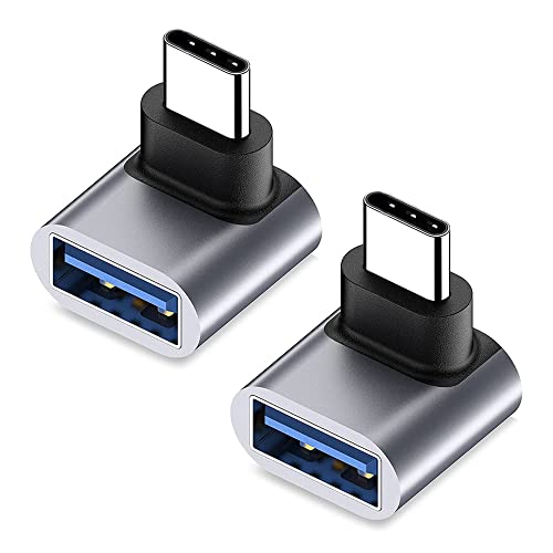 GELRHONR 90 Grad USB C auf USB 3,1 OTG Adapter, rechtwinkliger Typ C Stecker auf USB Buchse Adapter, 100W Schnellladung 10G Datenübertragung für Smartphone, Tablet, Laptop-2Pack von GELRHONR