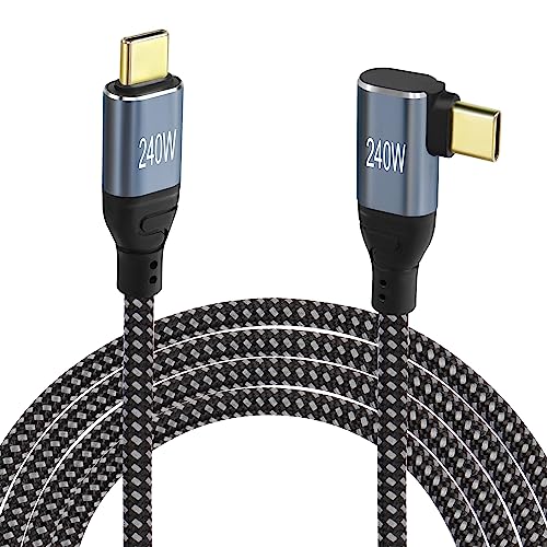 GELRHONR 90Grad USB C Kabel 240W, rechtwinkliges Typ C Ladekabel PD3,1 240W (48V5A) Schnellladung, Nylon geflochten, für S21 S20 S10 S9 S8 A21s A51 A71, USB-C Geräte, etc (Right Angle USB C 1M) von GELRHONR