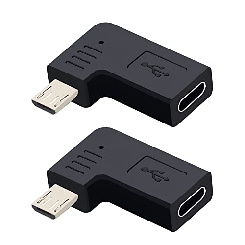 GELRHONR Abgewinkelter Micro-USB-zu-USB-C-Adapter, 90-Grad-Micro-USB-zu-Typ-C-Datenübertragungskonverter-Anschluss für Smartphone-Dashcam-Auto-Navigationssystem-2 STÜCKE (rechtwinkliger Micro-USB) von GELRHONR