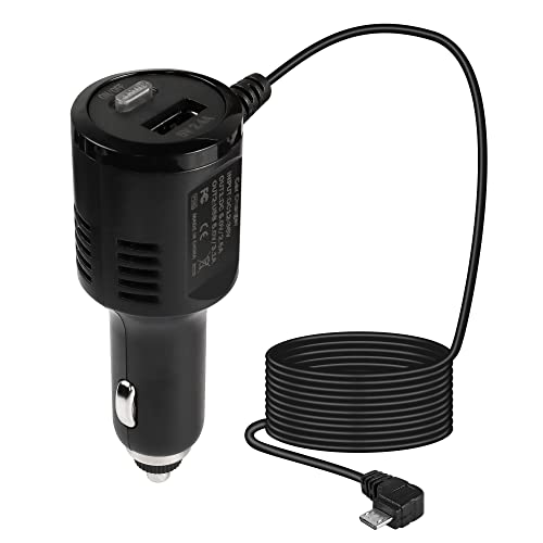 GELRHONR Auto-Ladegerät Dash Cam Stromkabel,12 V bis 5 V Zigarettenanzünder Stromkabel Micro-USB-Ladekabel mit Schaltknopf,für GPS-Navigation DVR- 3.5M / 11.5FT von GELRHONR