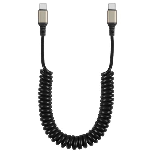 GELRHONR Coiled USB C zu USB C Kabel, Feder Spirale Typ-C Ladekabel, 6A schnelles Aufladen & Sync Daten, kompatibel mit i*Phone 15/15 Pro Max S20 S10 S9 S8 Plus S10E Note 20 10 9 (Max 1.5M/4.9Ft) von GELRHONR