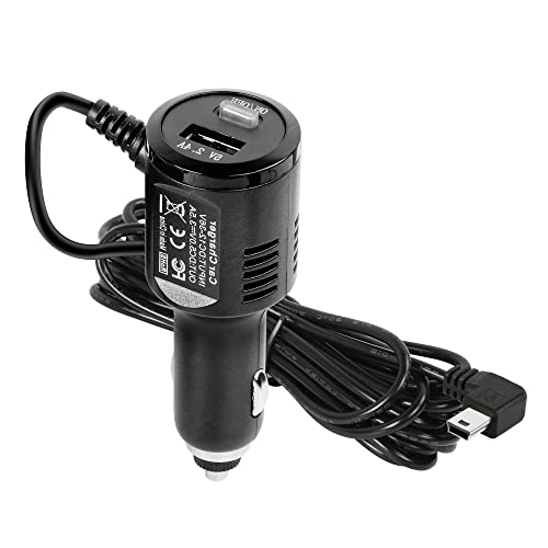 GELRHONR Dash Cam Stromkabel,12 V bis 5 V Auto Dashcam Mini-USB-Ladekabel mit USB-Ladegerät und Schaltknopf für Dash Cam GPS-Navigation DVR (rechtwinkliger Mini-USB) - 3.5M / 11.5FT von GELRHONR