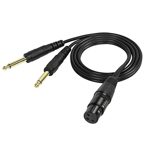 GELRHONR Dual 1/4 Zoll zu XLR Mikrofonkabel, 3 Pin XLR Buchse zu Dual 6.35mm 1/4 TS Mono Y Splitter Kabel für Instrumente, Mixer, Verstärker, Gitarre, Bass, Lautsprecher, Audio Aufnahme, PC-3.2Ft von GELRHONR