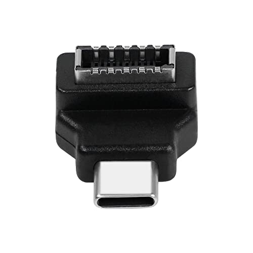 GELRHONR Front Type-E Adapter Header for PC Motherboard,90-Grad-Typ-E-Buchse auf Typ-C-Stecker USB3.1 (5 Gbit/s) kompatibel mit USB 3.0-Schwarz von GELRHONR