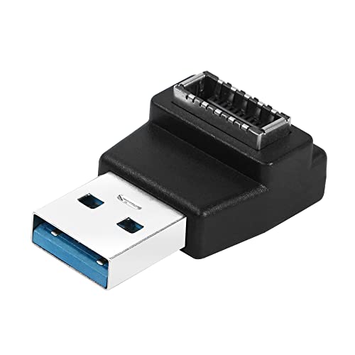 GELRHONR Front Type-E Adapter Header for PC Motherboard,90-Grad-Typ-E-Buchse auf USB-A-Stecker USB3.1 (5 Gbit/s) kompatibel mit USB 3.0-Schwarz von GELRHONR