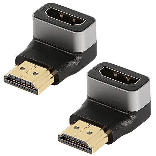 GELRHONR HDMI Adapter 90Grad 4k,vergoldet, Rechter Winkel HDMI-Stecker auf Buchse Connector, unterstützt 4K @ 60Hz, 2 Stück von GELRHONR