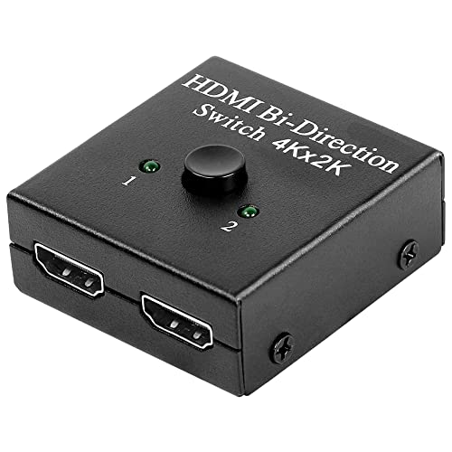 GELRHONR HDMI-Switch, 4K-HDMI-Splitter, 2 Anschlüsse, bidirektional, manueller Schalter, 2 x 1/1 x 2 HDMI-Passthrough, unterstützt Ultra HD 4K 3D 1080P für TV-Box, DVDs, Display, Monitor von GELRHONR