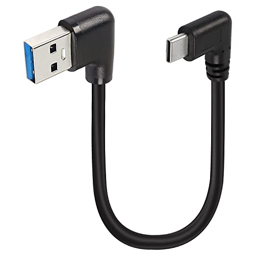 GELRHONR Linker Winkel USB zu Typ C Kabel kurz, 25cm USB 3,0 zu USB C Stecker zu Stecker Kabel, Typ C Ladekabel 18W Schnellladung 5Gbps Datenübertragung von GELRHONR