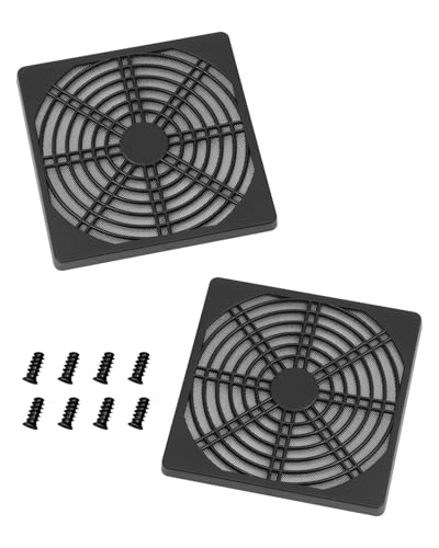 GELRHONR PC Gehäuselüfter Staubfilter,PC Gehäuse Lüfter Staubfilter Mesh Netzabdeckung,80mm Computer Staubdichter Lüfterschutz Staubfilter Abdeckung Grill mit Schrauben - Schwarz (12CM(Metal)) von GELRHONR