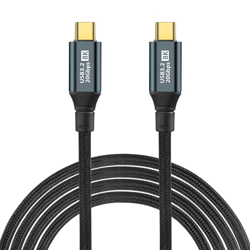 GELRHONR PD100W USB C zu USB C Datenkabel, USB Typ C 3,2 Gen 2 Kabel 20V 5A Schnellladung 20Gbps Datenübertragung Unterstützung 8K Video Ausgang Kompatibel mit Typ-C Geräten (3M/9.8Ft) von GELRHONR