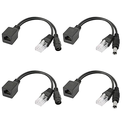 GELRHONR POE Injektor und Splitter Kit, Passives POE-Adapterkabel mit 5,5 x 2,1 mm DC-Anschluss für WLAN, Router, Switches, Internet-Telefonie, IP-Kameras-2Pairs … von GELRHONR