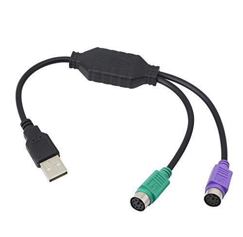 GELRHONR PS/2 auf USB-Kabel USB auf PS/2 Stecker, Aktiver USB auf Dual PS/2 Adapter, Tastatur, Maus, Konverter, Adapter für die Tastatur PS2, Schwarz von GELRHONR