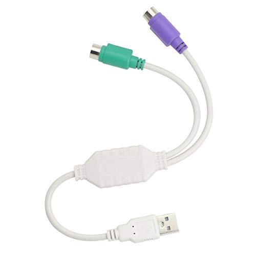 GELRHONR PS/2 auf USB-Kabel USB auf PS/2 Stecker, Aktiver USB auf Dual PS/2 Adapter, Tastatur, Maus, Konverter, Adapter für die Tastatur PS2, Weiß von GELRHONR