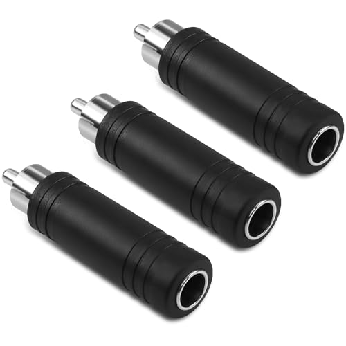 GELRHONR RCA auf 1/4 Adapter, 6,35mm (1/4 Zoll) Mono Buchse auf RCA Stecker Viertelzoll Konverter für Mixer, Verstärker, Subwoofer -3PCS von GELRHONR