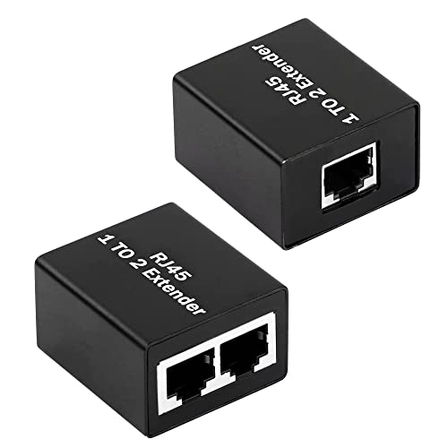 GELRHONR RJ45 Splitter Adapter, RJ45-Ethernet-Splitter, 1 auf 2 Netzwerkadapter (2 Geräte, gleichzeitig), funktioniert für Cat5e/Cat6/Cat8-Stecker, LAN-Internet-1 Paar, Schwarz von GELRHONR