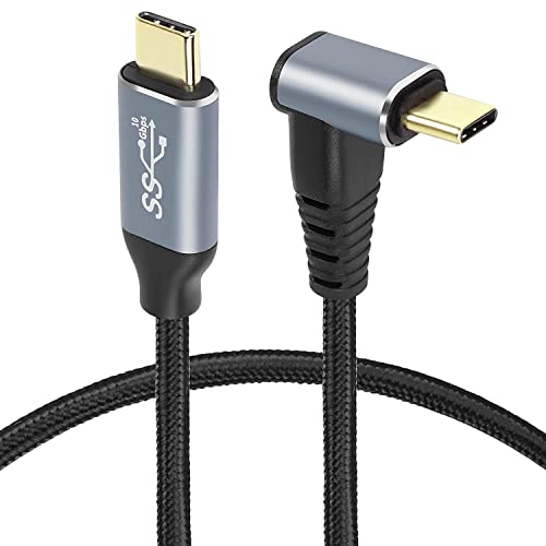 GELRHONR Rechteckiges USB-C-Kabel, 90 Grad USB3.1 Gen2 USB Typ-C Stecker auf Stecker 10Gbps Datenübertragung PD 100W Ladekabel, UP Down Typ-C Kabel für Dampf, Tablet, Telefon (0.5M/1.6Ft) von GELRHONR