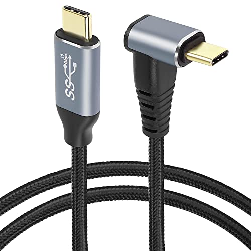 GELRHONR Rechteckiges USB-C-Kabel, 90 Grad USB3.1 Gen2 USB Typ-C Stecker auf Stecker 10Gbps Datenübertragung PD 100W Ladekabel, UP Down Typ-C Kabel für Dampf, Tablet, Telefon (1M/3.2Ft) von GELRHONR