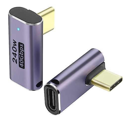 GELRHONR Rechtwinkliger USB-C-Adapter, USB 4 Gen3 Typ-C Extender Konverter unterstützt 240W 40Gbps,8K@60Hz 4K@120Hz, Kompatibel mit Thunderbolt 3, Hub, Tablet, Laptop-2Pack(USB C Winkeladapter) von GELRHONR