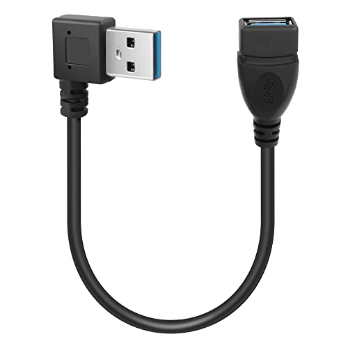 GELRHONR Short USB Cable, 0,2M 90 Grad USB 3.0 Typ A Stecker auf A Buchse Verlängerungskabel Datenübertragung Extender Kabel für USB Flash Drive/Festplatte (Right Angle) von GELRHONR