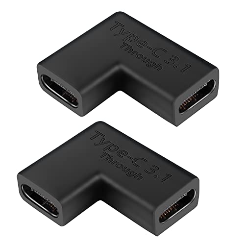 GELRHONR USB-C-Buchse-zu-Buchse-Adapter, rechtwinkliger Typ-C-Koppler unterstützt das Aufladen und die Datenübertragung für Laptop, Mobiltelefon, PC-2pack (Right Angle) von GELRHONR