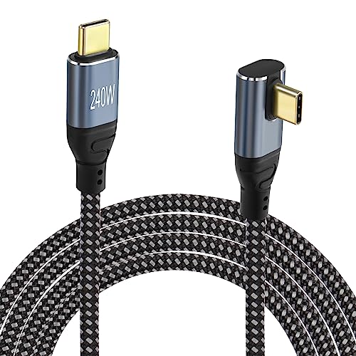 GELRHONR USB C Kabel 240W, rechtwinkliges Typ C Ladekabel PD3,1 240W (48V5A) Schnellladung, Nylon geflochten, für S21 S20 S10 S9 S8 A21s A51 A71, Laptop, Tablet USB-C Geräte, etc(Angle USB C 1M) von GELRHONR