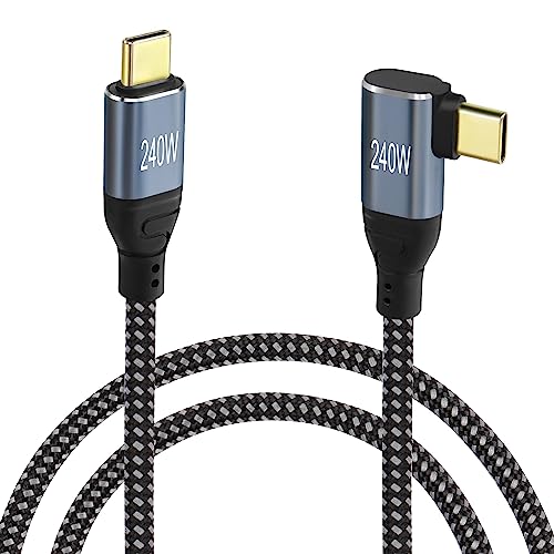 GELRHONR USB C Kabel 240W, rechtwinkliges Typ C Ladekabel PD3,1 240W (48V5A) Schnellladung, Nylon geflochten, für S21 S20 S10 S9 S8 A21s A51 A71, USB-C Geräte, etc (Right Angle USB C 0.5M) von GELRHONR