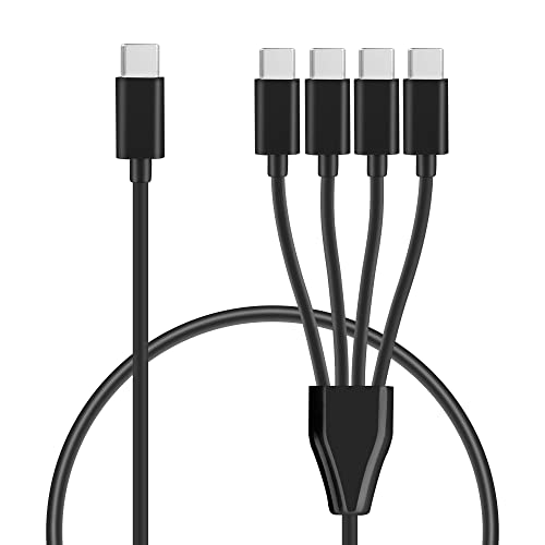 GELRHONR USB C Splitter Kabel,Kurzes USB-C-Multi-Ladekabel, USB-C-Stecker auf 4 Typ-C-Stecker Ladekabel, kompatibel mit Mobilgeräten/Android und mehr (Black-0.5m-4 USB C) von GELRHONR