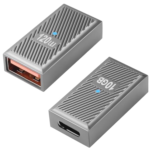 GELRHONR USB C auf USB 3,1 Adapter, Typ C Buchse auf USB Buchse OTG Adapter mit 10Gbps Datenübertragung 120W / 6A Schnellladung, Thunderbolt 3 auf USB Buchse Konverter-2Pack (Style 6) von GELRHONR