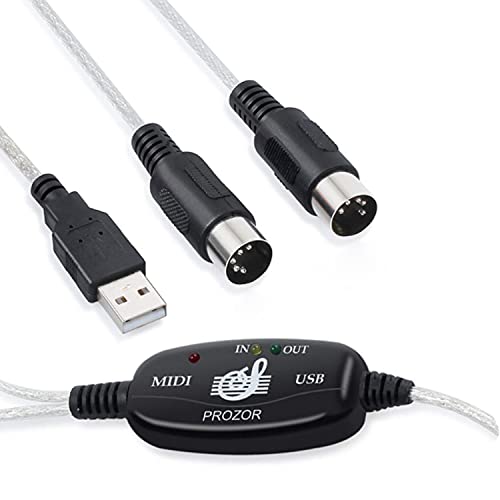 GELRHONR USB-MIDI-Kabel-Adapter, USB zu Midi In-Out-Konverter, Upgrade Musik Keyboard Piano Electronic Organ auf PC/Laptop, kompatibel für XP/Windows7/8/10/Vista,2m von GELRHONR