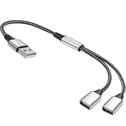 GELRHONR USB Splitter Y Kabel, USB A Stecker auf 2 Buchsen Verlängerungskabel, USB Splitter 2 Port für Drucker/USB Tastatur/Flash Drive/Laptop/LED-0.3M (USB 1 to 2) von GELRHONR