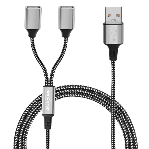 GELRHONR USB Splitter Y Kabel, USB A Stecker zu 2 Buchsen Verlängerungskabel Unterstützung Laden & Daten Synchronisation, für Drucker/USB Tastatur/Flash Drive/Laptop/LED-1M/3.2Ft (1 to 2) von GELRHONR