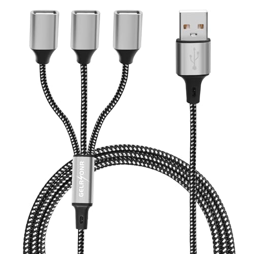 GELRHONR USB Splitter Y Kabel, USB A Stecker zu 3 Buchsen Verlängerungskabel, für Drucker/USB Tastatur/Flash Drive/Laptop/LED-1M/3.2Ft (1 to 3) von GELRHONR