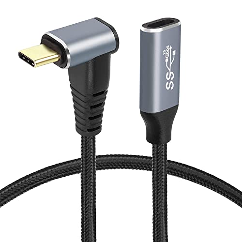 GELRHONR Winkel USB C Verlängerungs kabel Kurz 0.25M,100W 90 Grad Typ C 3,1 Gen 2 Stecker zu Buchse Kabel Schnellladung 10Gbps 4K@60Hz, für S21 S22, Laptop,Tablet,Smartphone (0.5M/1.6Ft) von GELRHONR