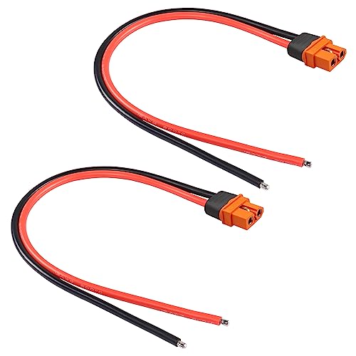 GELRHONR XT60i Stecker Buchse mit Mantel Gehäuse Stecker mit 300 mm Silikondraht, XT60 Pigtail Kabel 12AWG für RC Lipo Batterie FPV Drohne - 2 Stück von GELRHONR