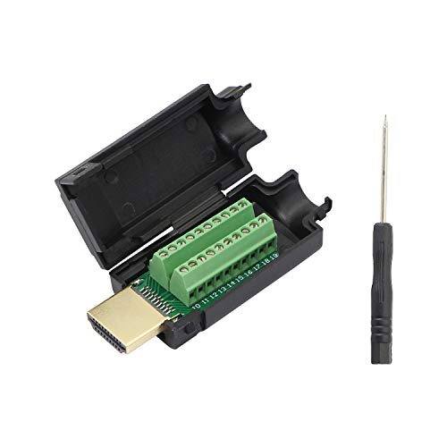 HDMI Schraubk lemmenblock Adapte,Vergoldetes HDMI-freies Schweißanschluss-Breakout-Board mit Breakout-Kunststoffabdeckung, Schraubendreher von GELRHONR