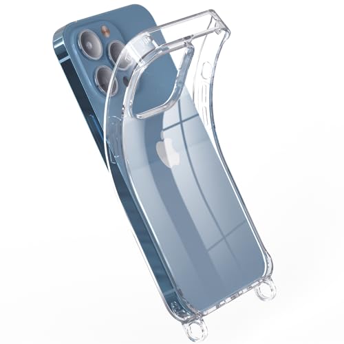 GEMSTRAP Transparente Handyhülle - Silikonhülle mit 2 Ringen für Mobiltelefon - Verwendbar mit Halsketten und Schmuckketten für Handys - Modell iPhone 13 Pro Max - Smartphone-Zubehör von GEMSTRAP