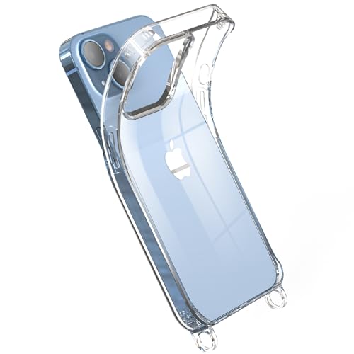 GEMSTRAP Transparente Handyhülle - Silikonhülle mit 2 Ringen für Mobiltelefon - Verwendbar mit Halsketten und Schmuckketten für Handys - Modell iPhone 14 Plus - Smartphone-Zubehör von GEMSTRAP
