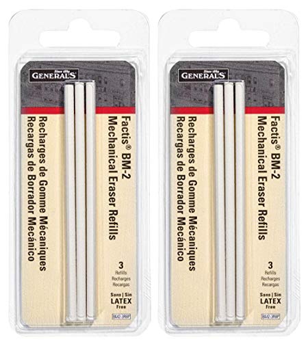 Original Pencil Co GPBM2-3RBP Factis Radiergummi, Nachfüllpackung, 3 Stück 2-Pack von GENERAL'S