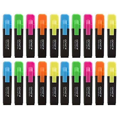 20x GENIE Textmarker 5 Farben Neon Marker Set Highlighter Stifte Leuchtmarker von GENIE
