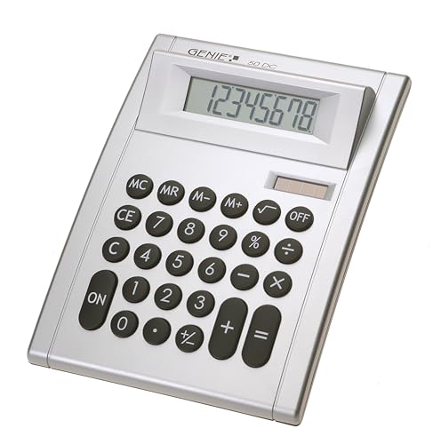 Genie 50 DC 8-stelliger Tischrechner (Dual-Power (Solar und Batterie); kompaktes Design) silber, único von GENIE