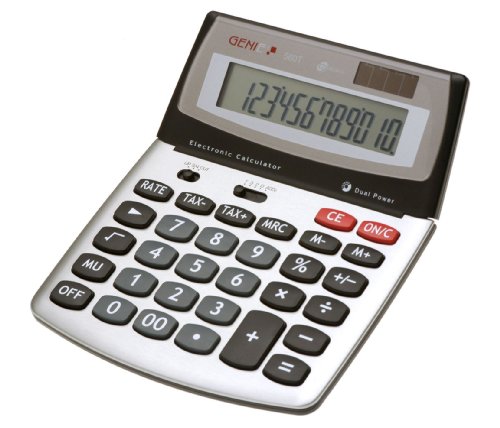 Genie 560 T 12-stelliger Design-Tischrechner (Dual-Power (Solar und Batterie); Jumbo-Display) silber / grau von GENIE