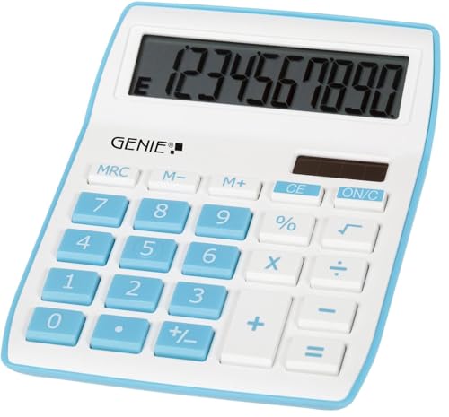 Genie 840 B 10-stelliger Tischrechner (Dual-Power (Solar und Batterie); kompaktes Design) blau von GENIE