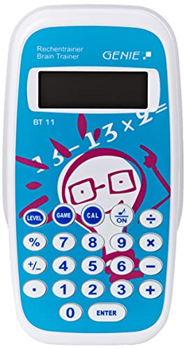 Genie BT11 Rechentrainer (Lernspiel; Mathe Lernen durch ca. 300.000 Aufgaben; Inkl. Taschenrechner-Funktion; Schutzdeckel) von GENIE